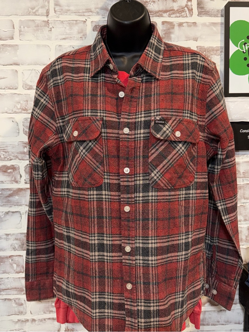 Brixton Red and Black Plaid Button-Down Shirt